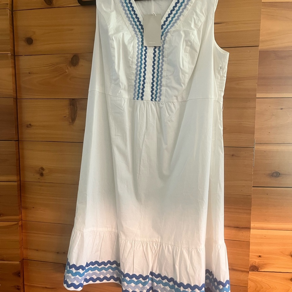Boden White and Blue Casual Dress